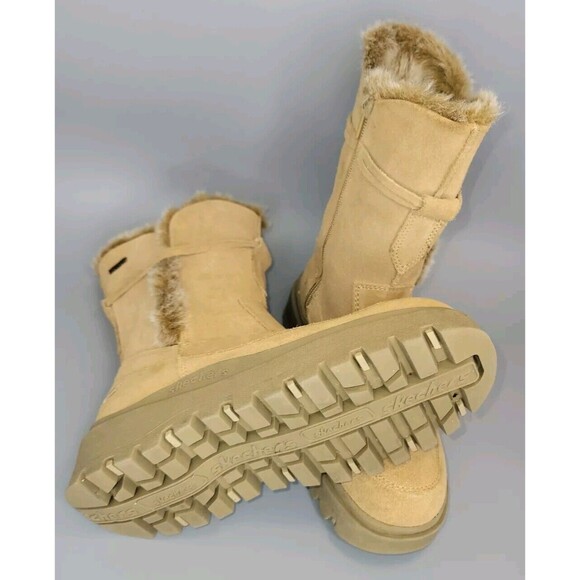 Skechers Suede Chunky Combat Boots Womens 6.5 Tan Strap Side Zip Y2K 90s Grunge - Picture 13 of 16